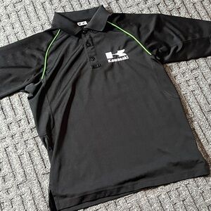 Kawasaki Black Polo with Lime Green Piping